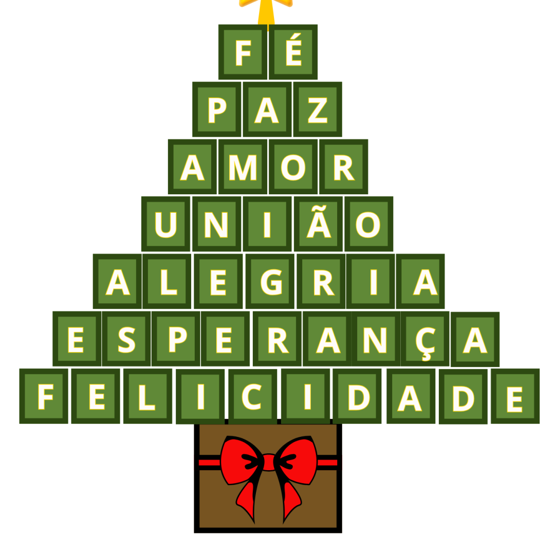 Pinheiro com Mensagem Natalina