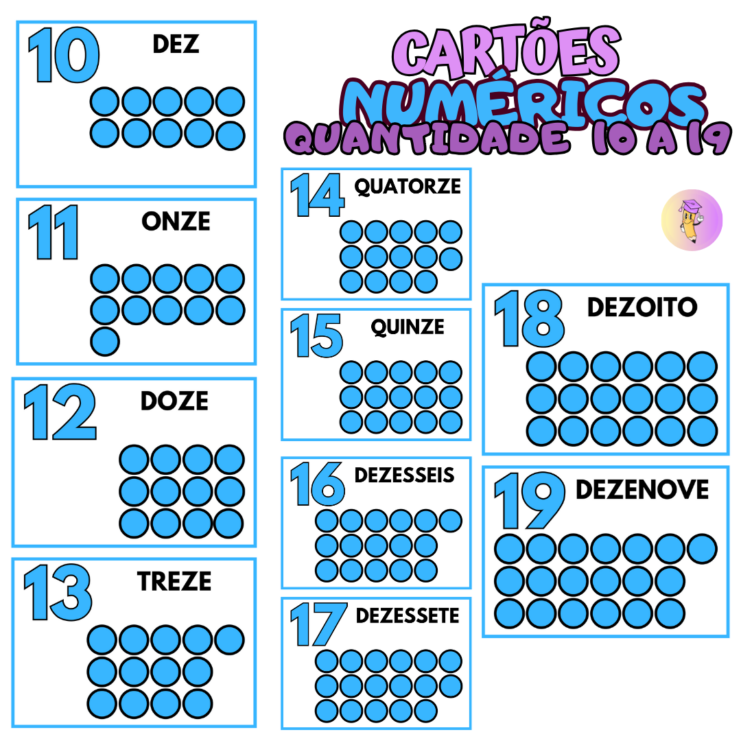 Cartões Numéricos de 10 a 19