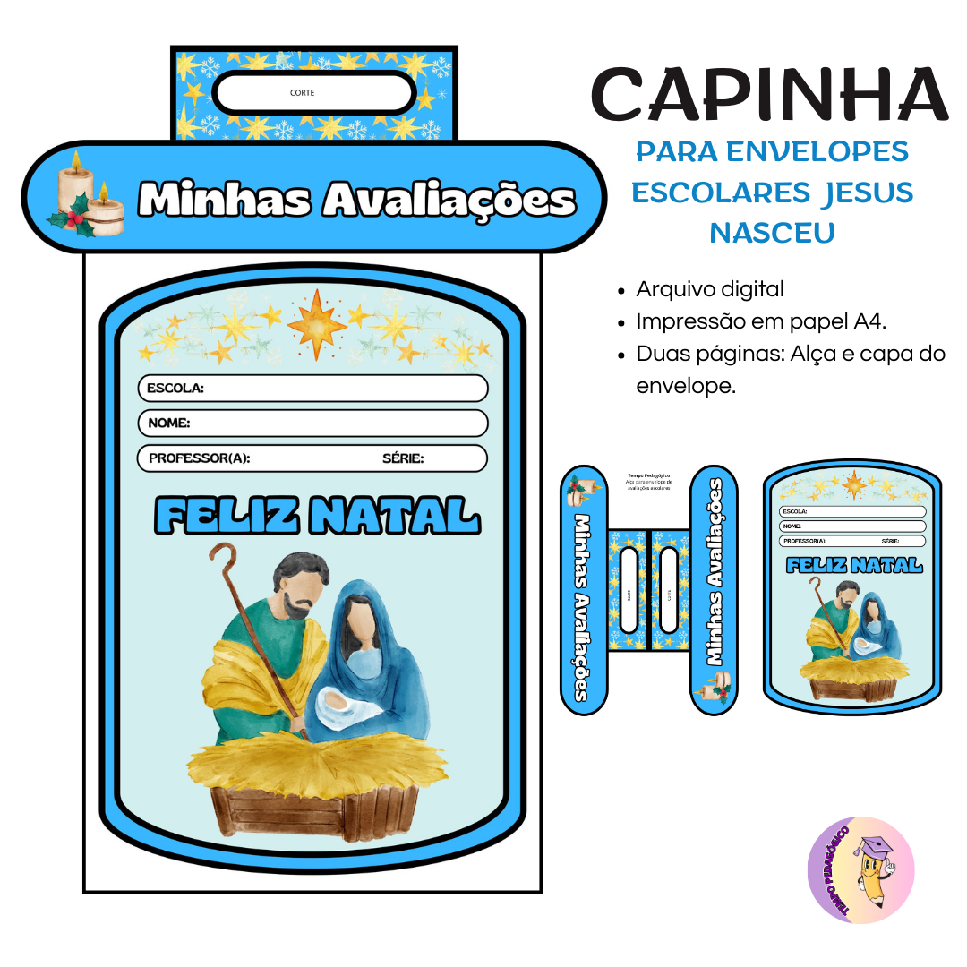 Capinha para Envelope Escolar - Jesus Nasceu