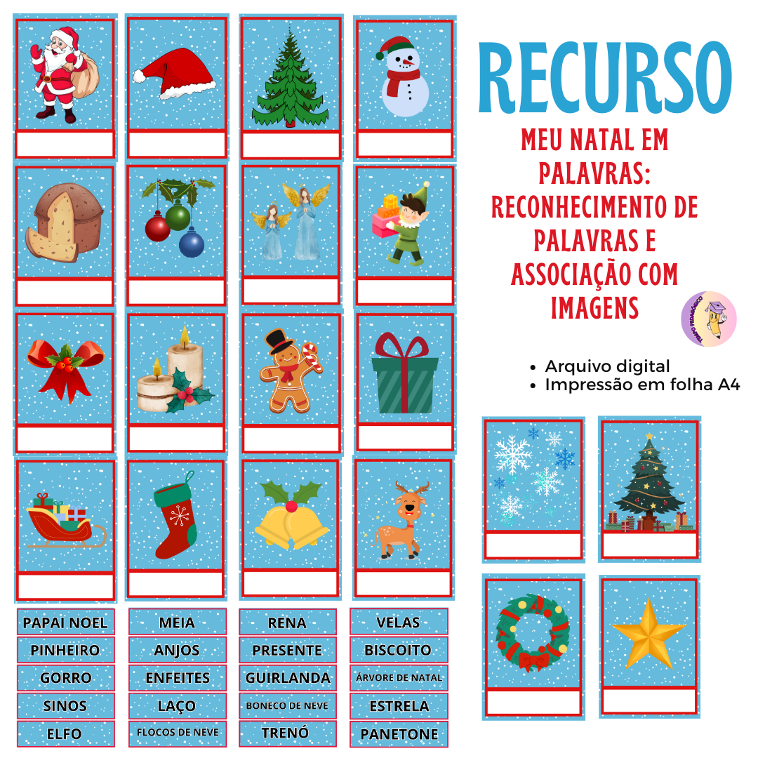 Recurso: Meu Natal em Palavras - Reconhecimento de Palavras e Associação de Imagens