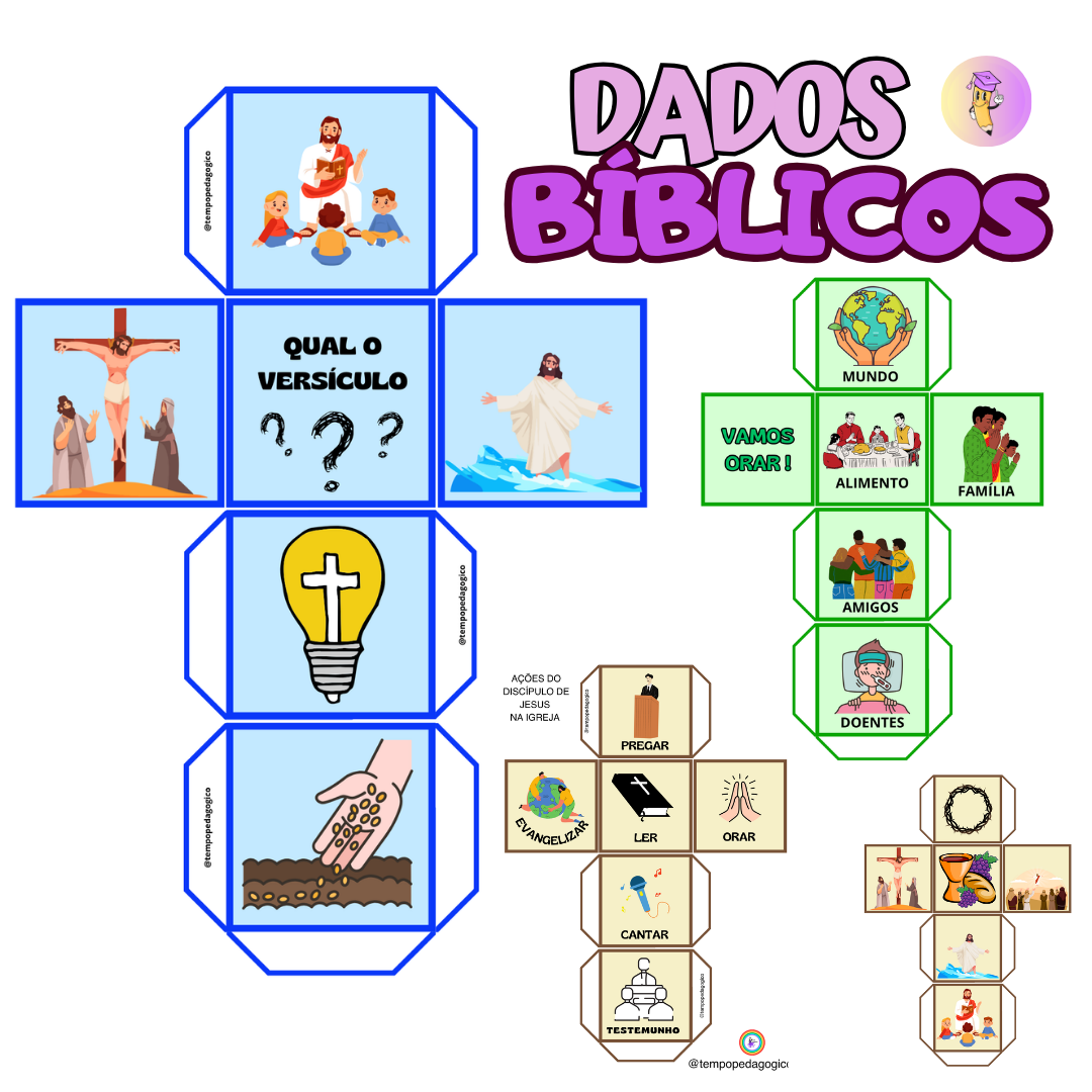 Dados Ilustrados Evangelísticos Coloridos