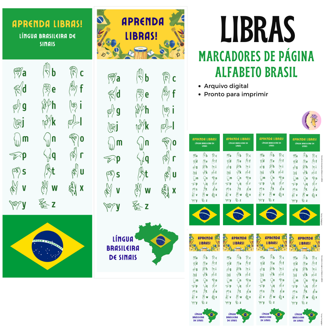 Marcadores de Página Alfabeto em LIBRAS - Brasil