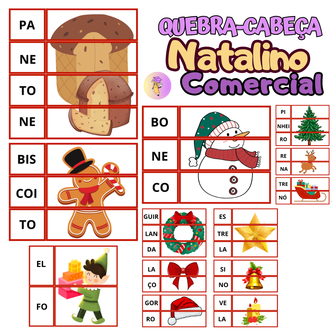 Quebra-cabeça Silábico Natalino Comercial