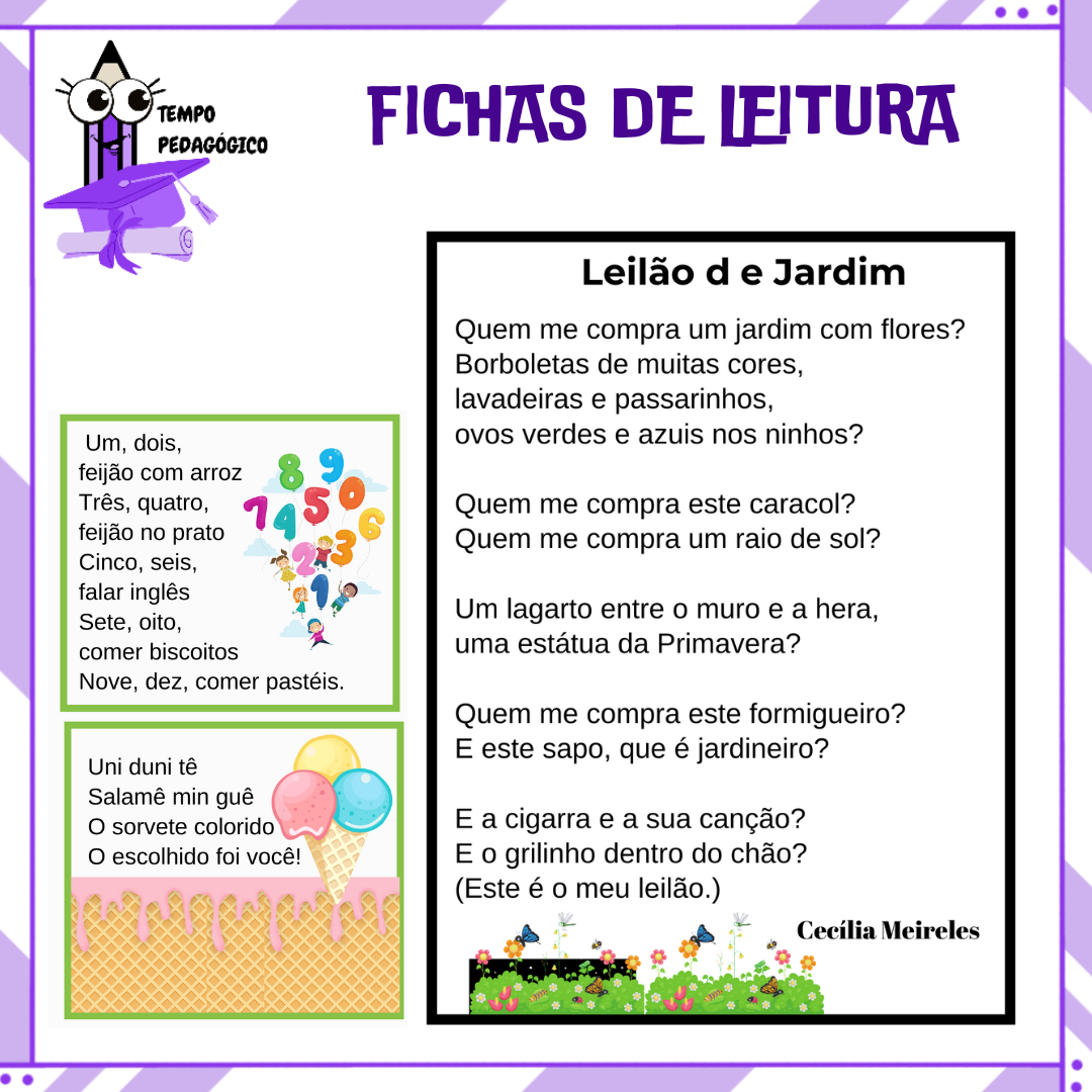 40 Fichas de Leitura - Gêneros  literários: Trava-língua, Parlendas e Poemas