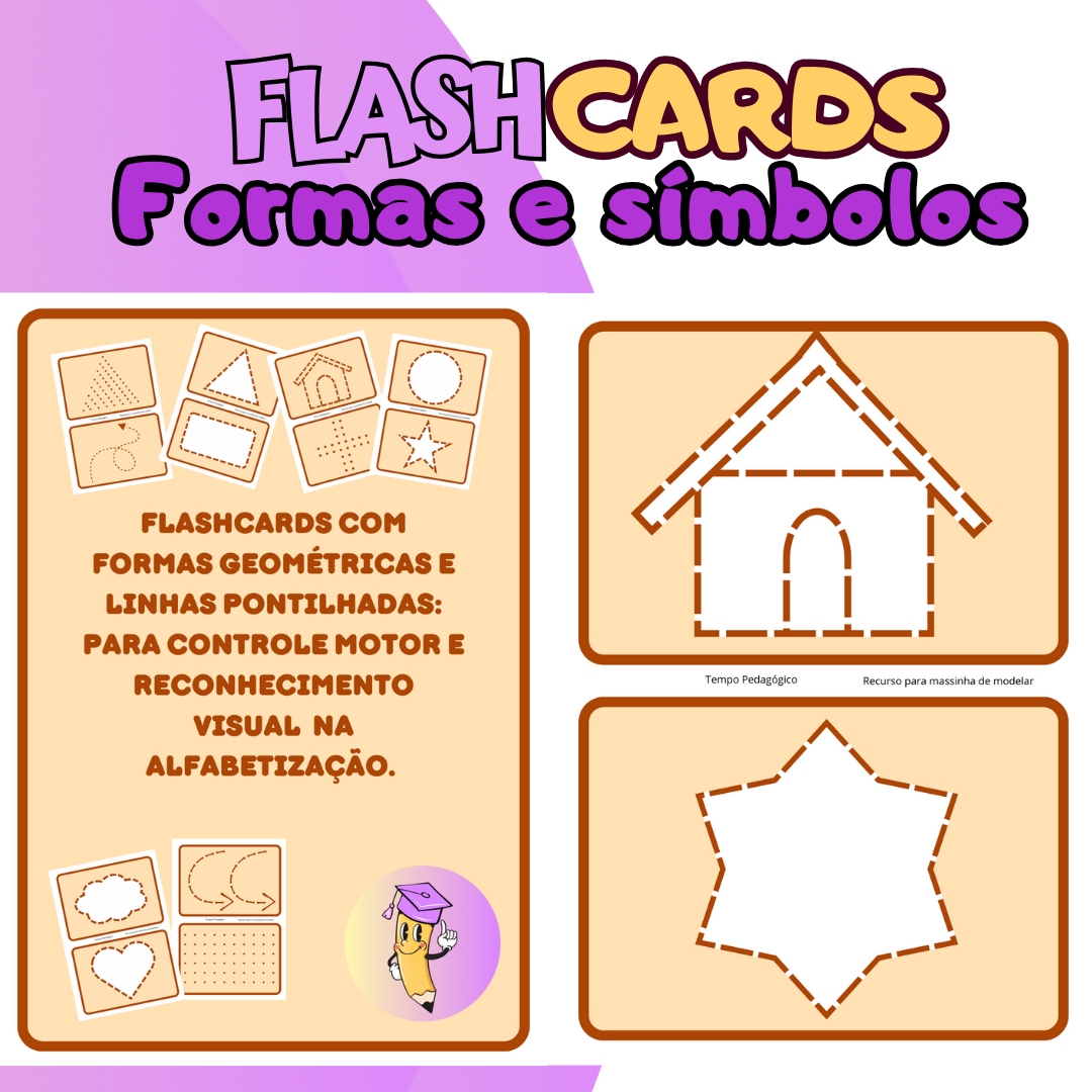 Flashcards Colorido: Formas Geométricas - Pontilhados