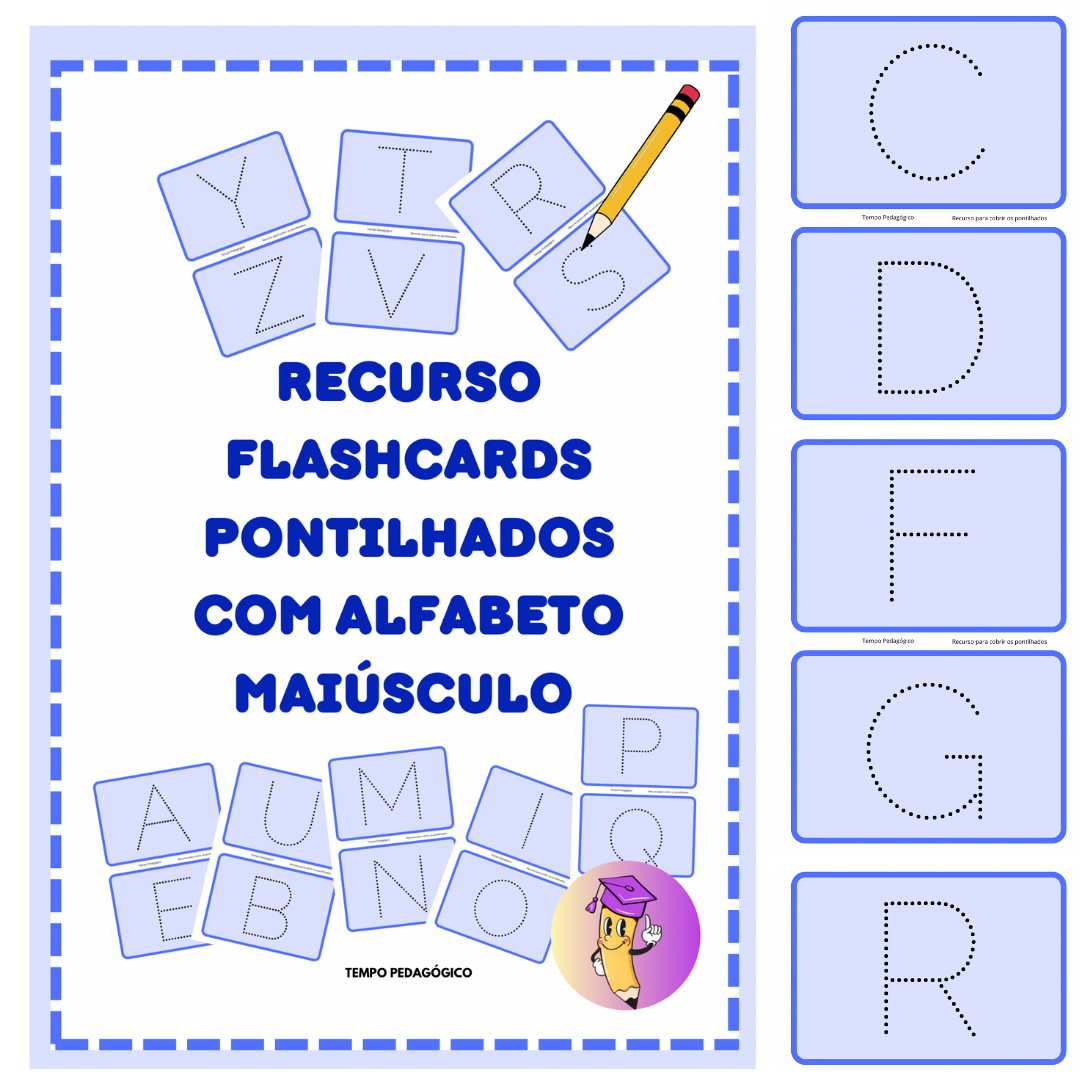 Flashcards Colorido: Alfabeto Pontilhados