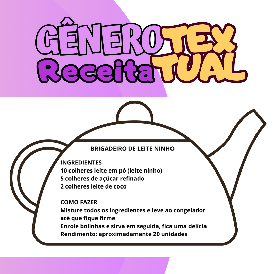 Gênero textual RECEITA - 10 FICHAS DE LEITURA