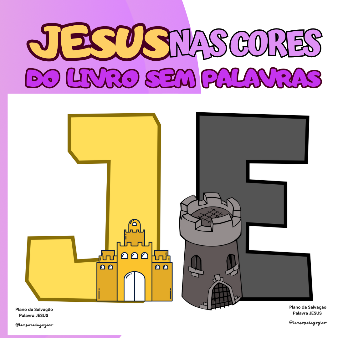 Palavra JESUS nas Cores do Livro Sem Palavras - Plano da Salvação