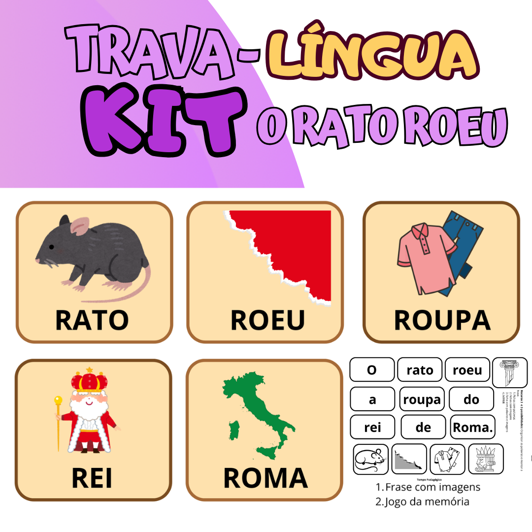 Kit - Trava-língua: O RATO ROEU A ROUPA DO REI DE ROMA