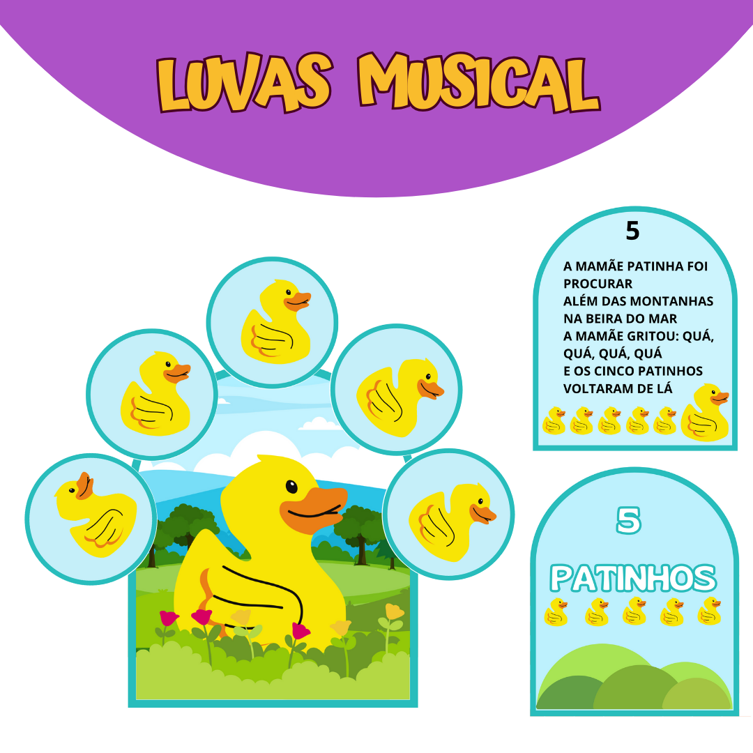 LUVA MUSICAL: 5 PATINHOS