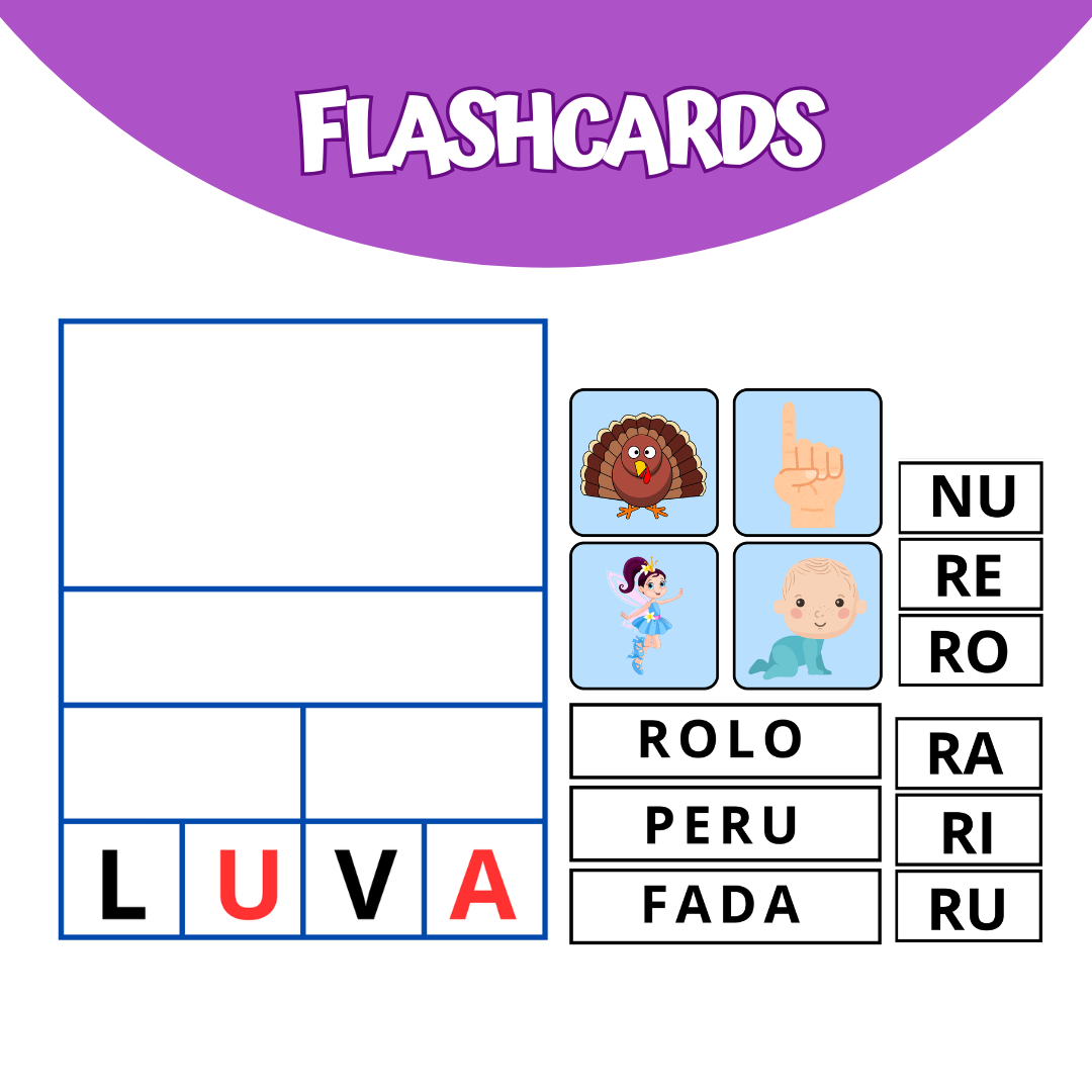 31 Flashcards - Complete com Imagem Palavra e Sílabas