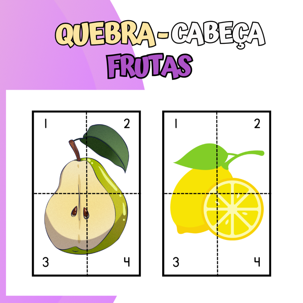 22 Quebra-cabeças com Tema de Frutas – Tempo Pedagógico