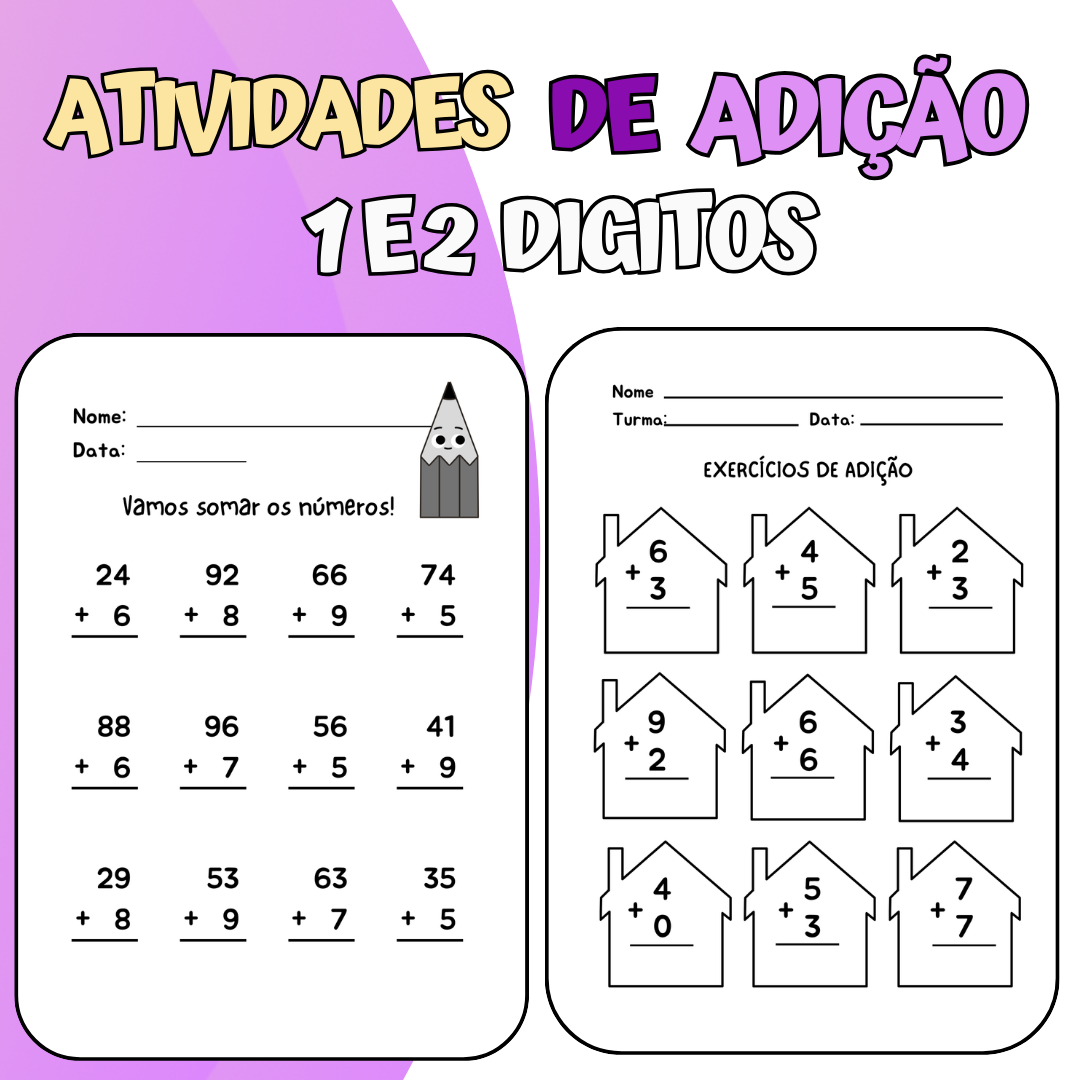 Atividade de Adição: 1 e 2 digitos