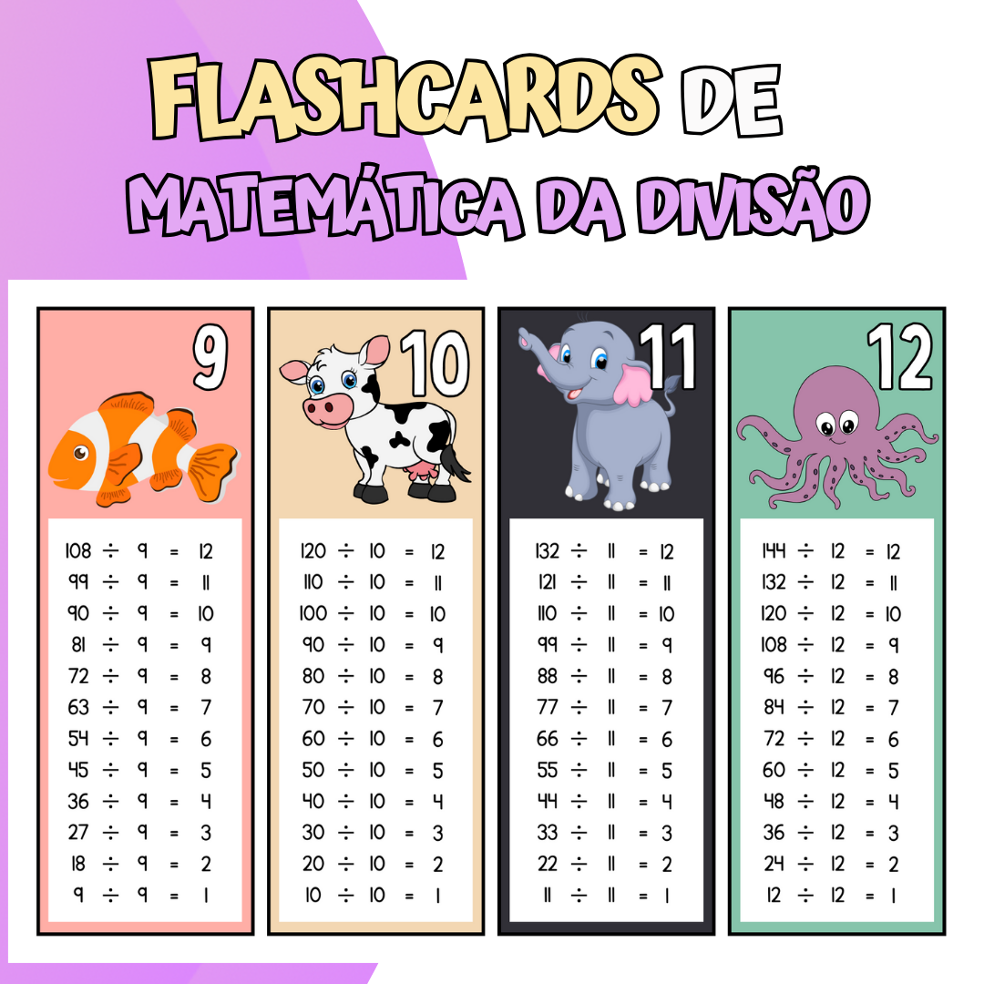 Flashcards de Matemática da Divisão