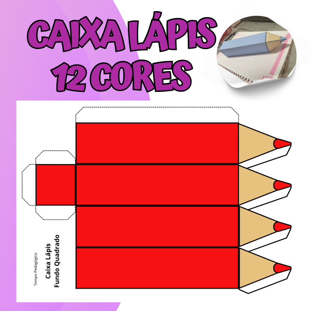 Caixa Lápis 12 Cores: Fundo Quadrado