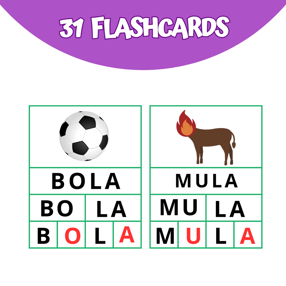 Flashcards com Palavras Sílabas e Letras