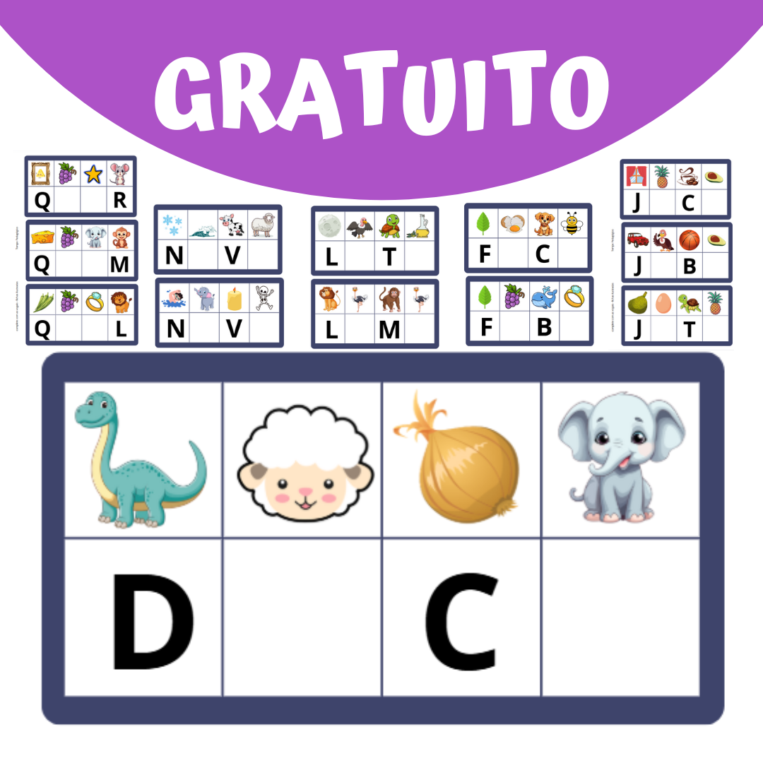 Complete com as Vogais - 63 Fichas Ilustradas