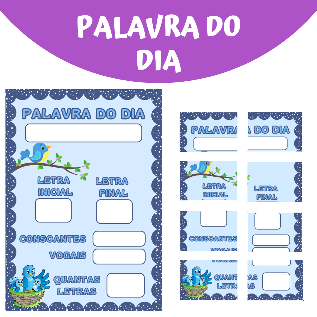 Cartaz PALAVRA DO DIA - Passarinho azul marinho