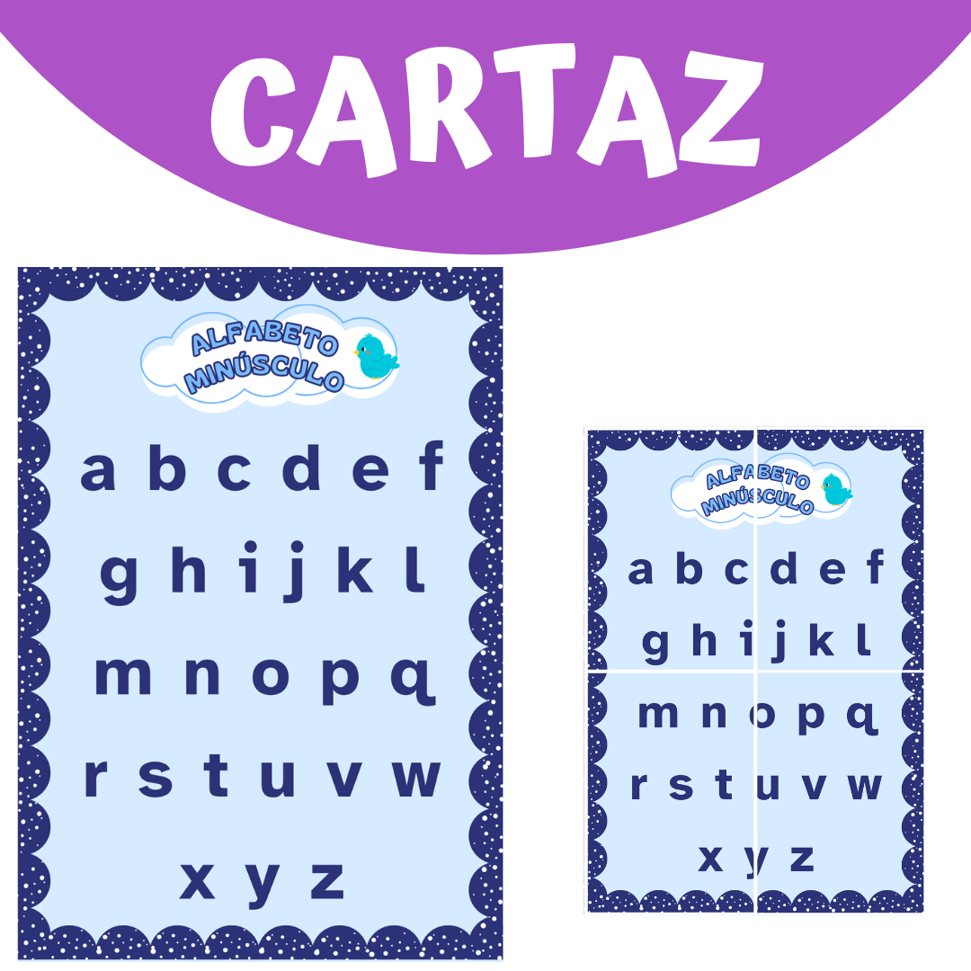 Cartaz Alfabeto Minúsculo Passarinho Azul