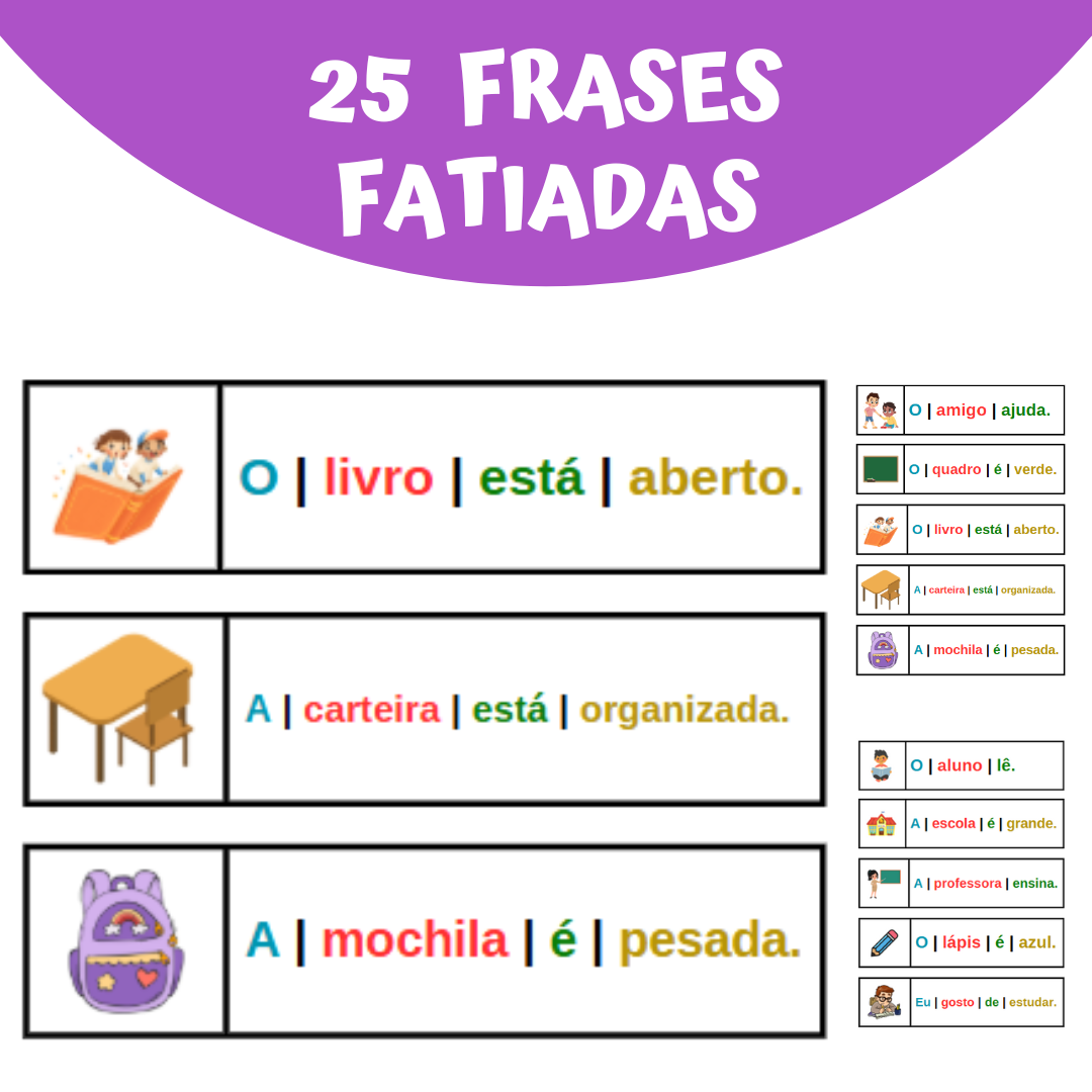 FRASE FATIADA MÉTODO SINTÉTICO- Nível Iniciante (frases curtas e simples)