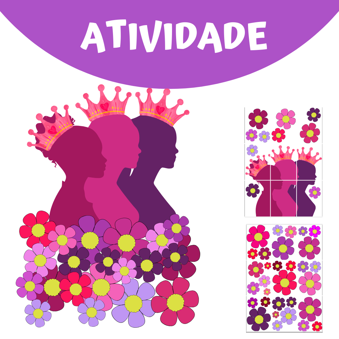 Painel Silhueta de Mulheres com Flores