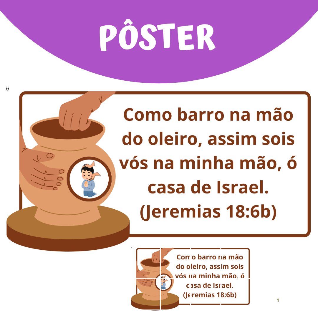 BIG Pôster Versículo Bíblico Jeremias 18.6 VASO NAS MÃOS DO OLEIRO