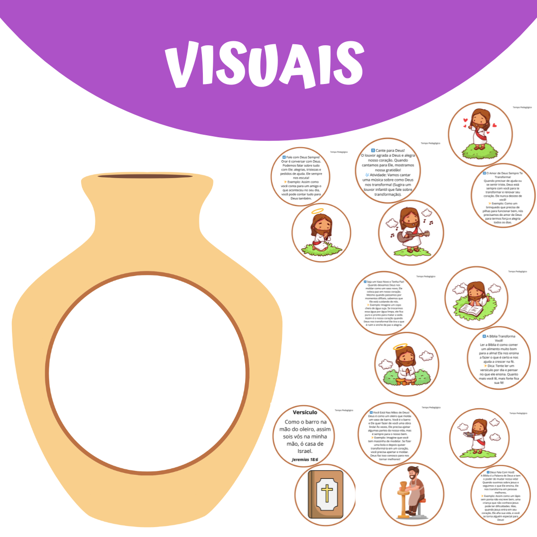 Recurso Visual: "O Vaso nas Mãos do Oleiro – Deus Me Transforma! Ajude as crianças a entenderem Jeremias 18:6 de forma lúdica e interativa!
