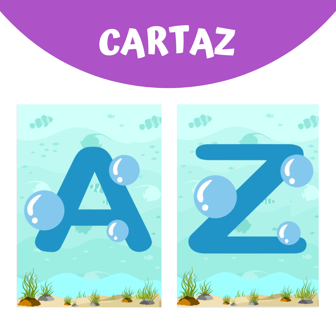 ALFABETO BOLHAS D'AGUA FUNDO DO MAR