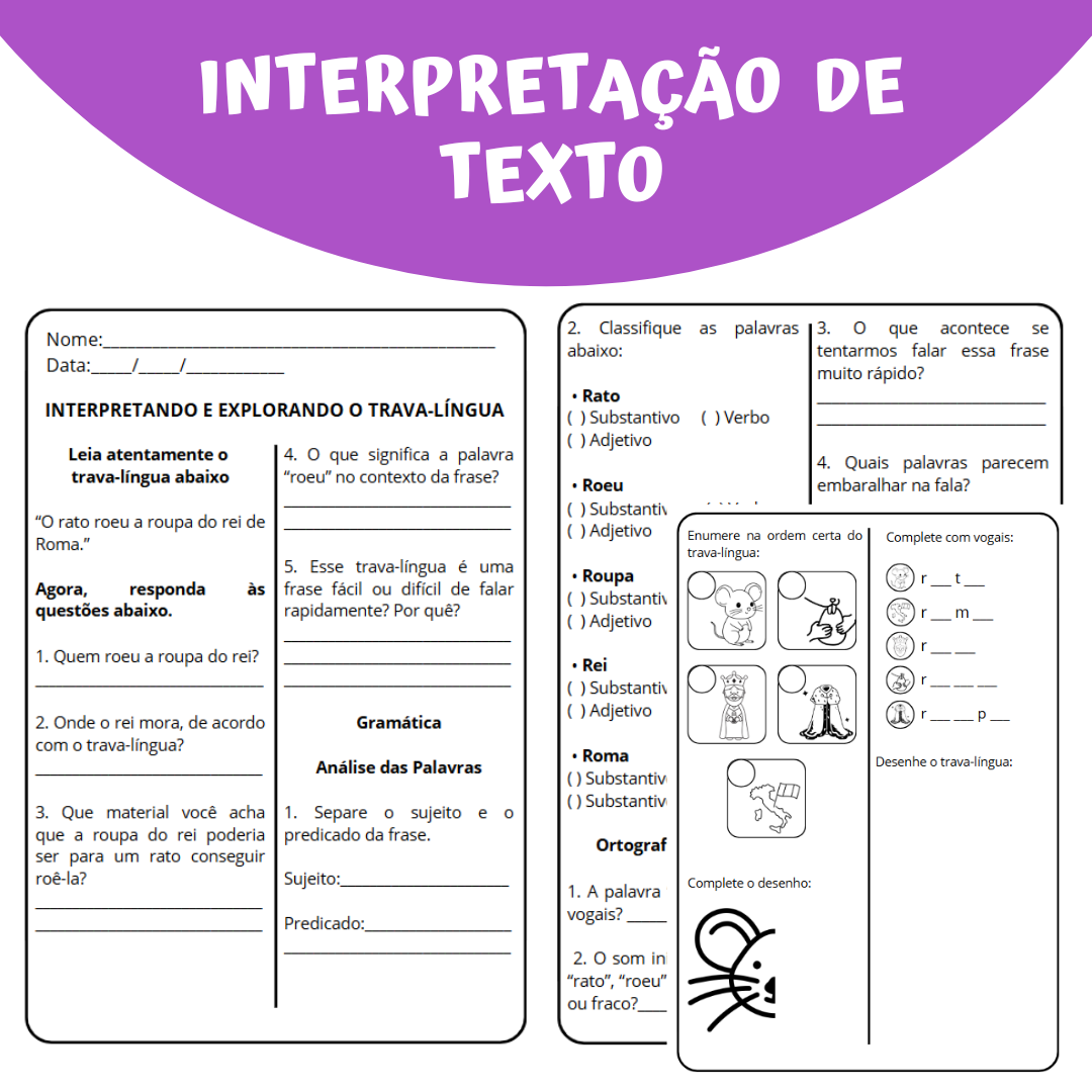 Interpretando e Explorando o Trava-língua - Atividade