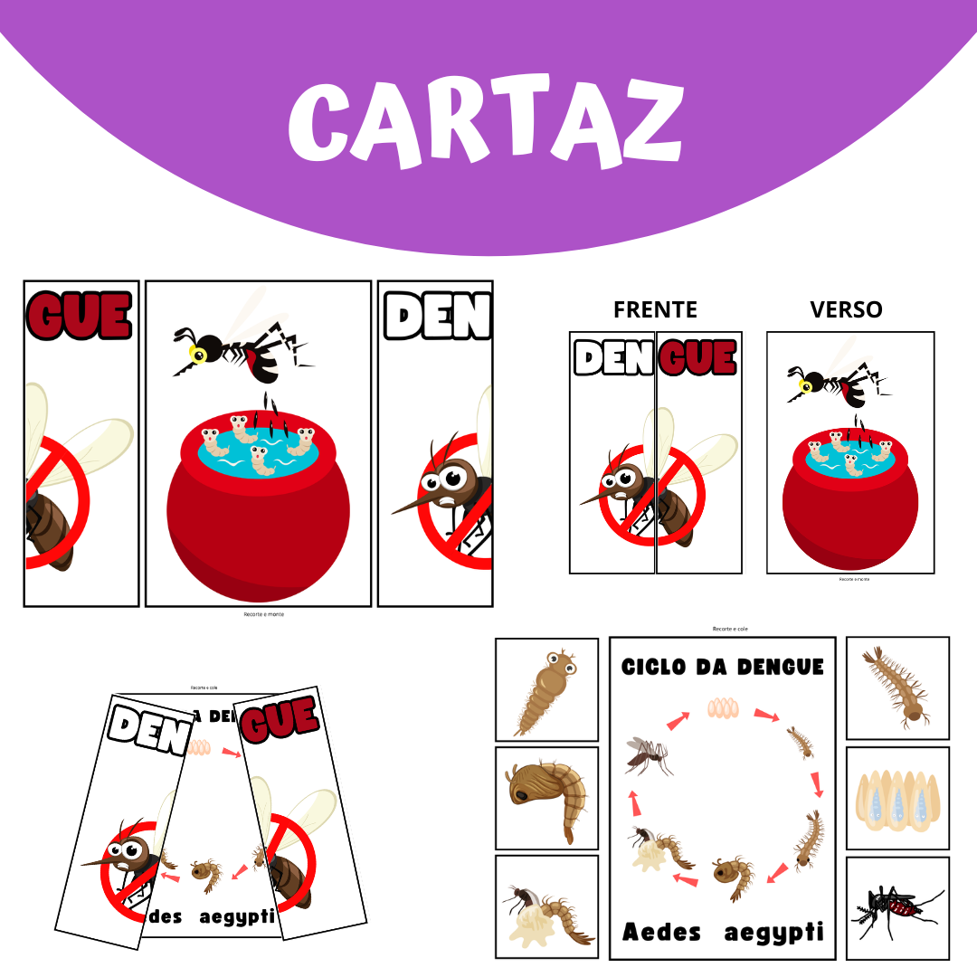 CARTAZ INTERATIVO CICLO DA DENGUE + Bônus Mini Cartaz - TEMPO PEDAGÓGICO