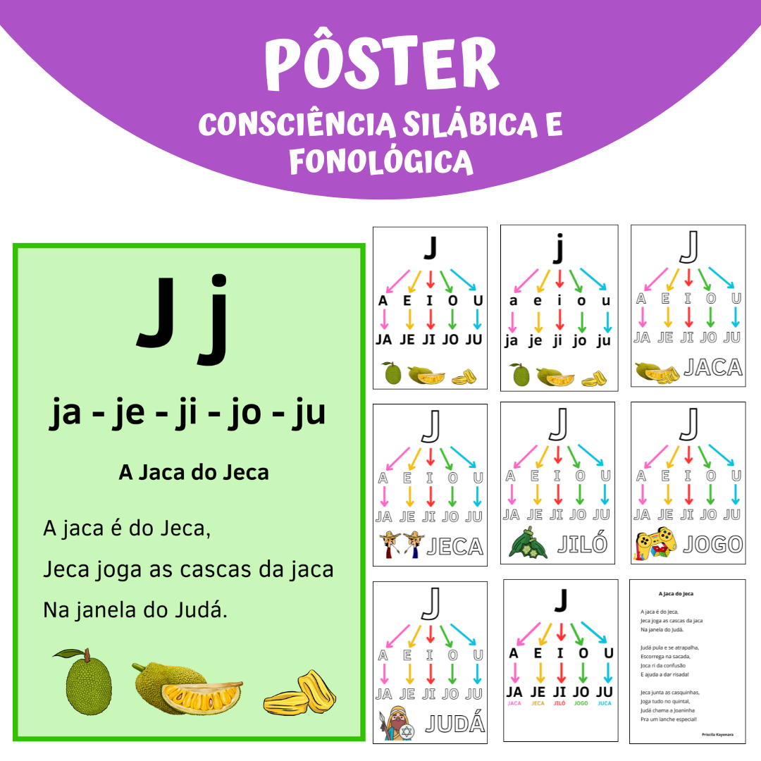 KIT Pôster Letra J - Família Silábica