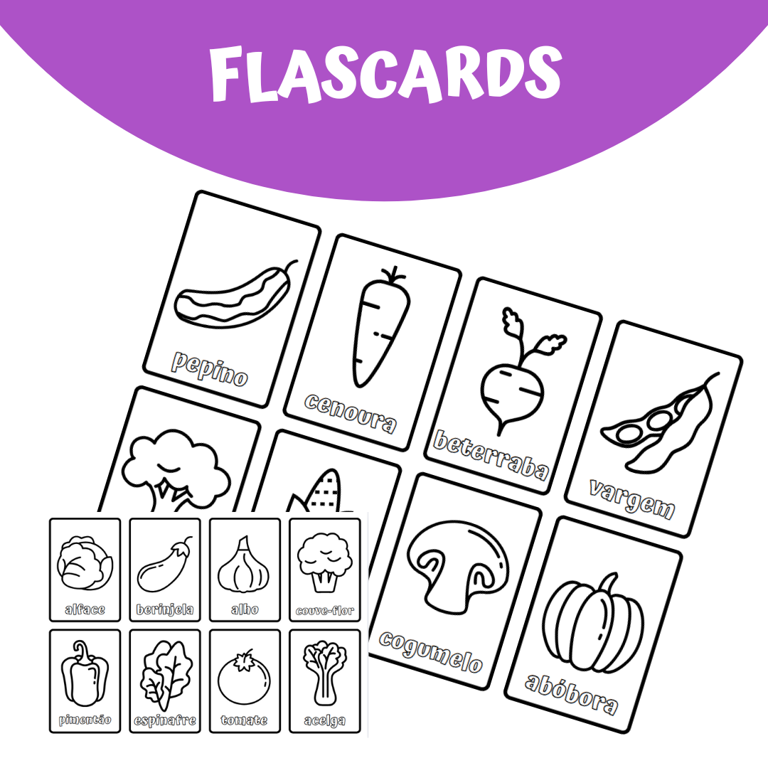 Flashcards Vegetais para Colorir