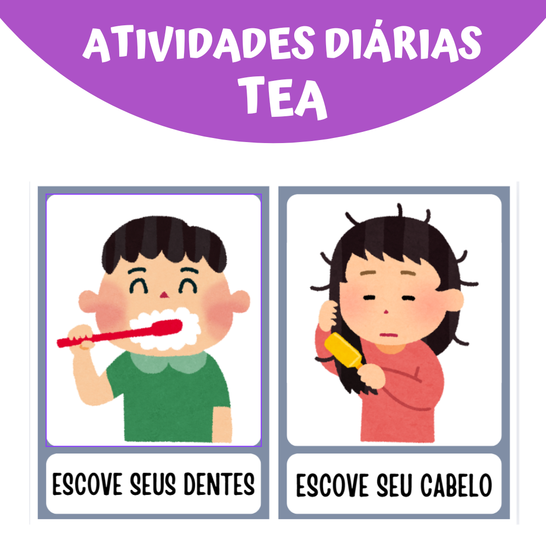 TEA - AUTISMO Flashcards de atividades diárias em várias cores e estilo divertido