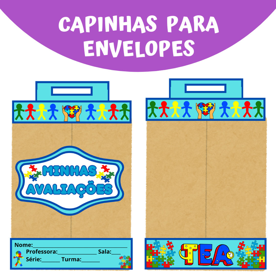 CAPINHA PARA ENVELOPE COM RODAPÉ TEMA AUTISMO