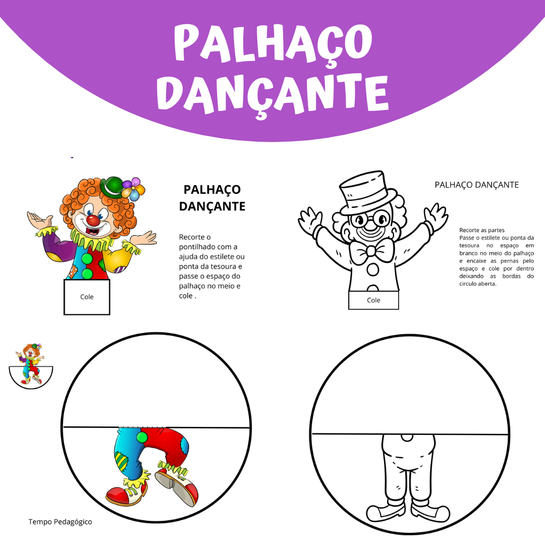 PALHAÇO DANÇANTE - Colorido e Para Colorir