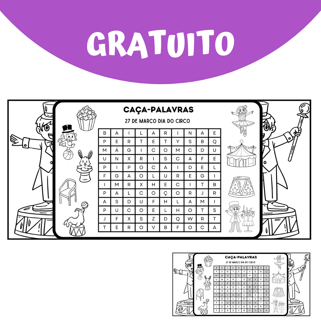 Caça-palavras Dia do Circo