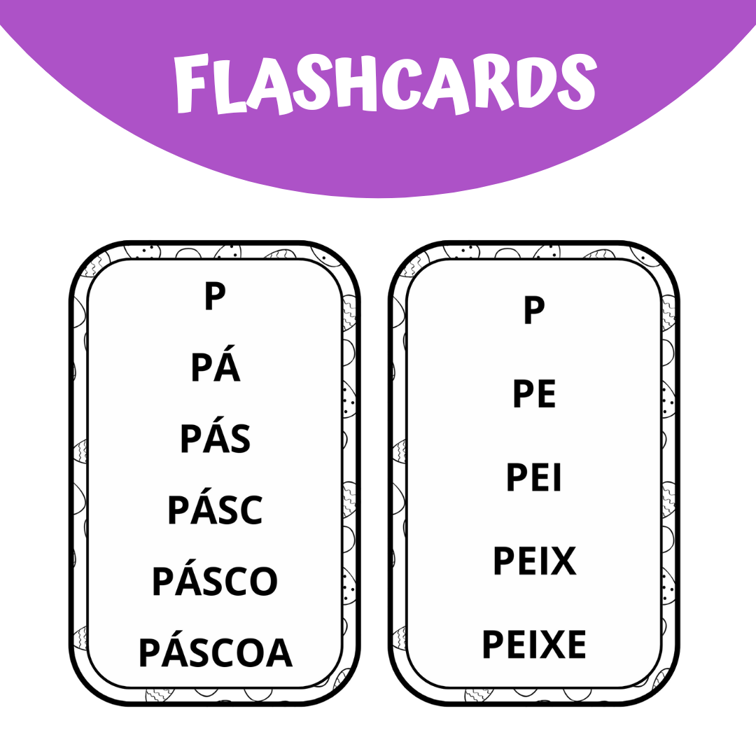 LEITURA DE PALAVRAS EM PIRÂMIDE TEMA PÁSCOA - 14 FLASHCARDS