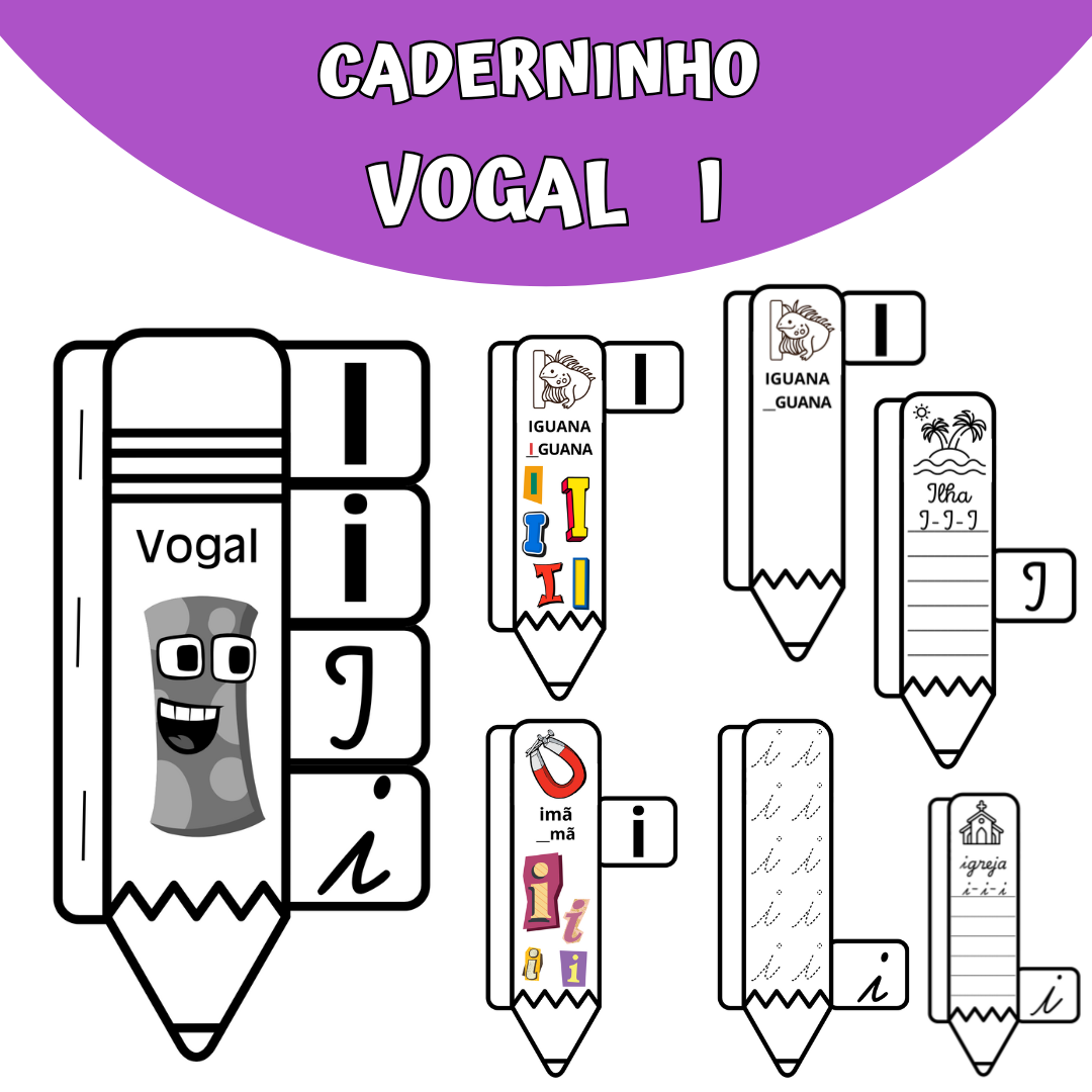 Caderninho da Vogal "I" – Formato de Lápis