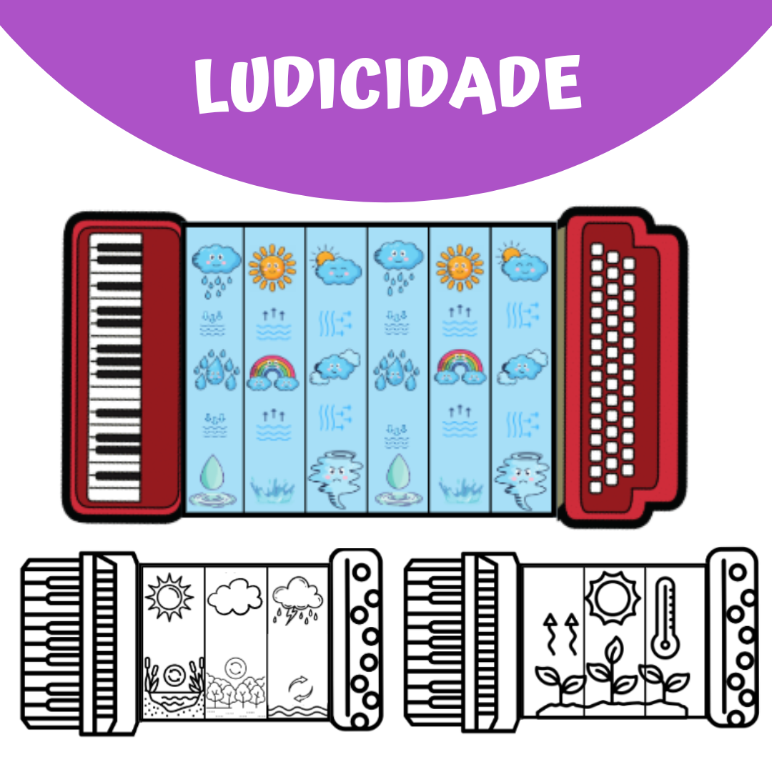 Sanfoninha Ciclo da Água - Colorida e para colorir