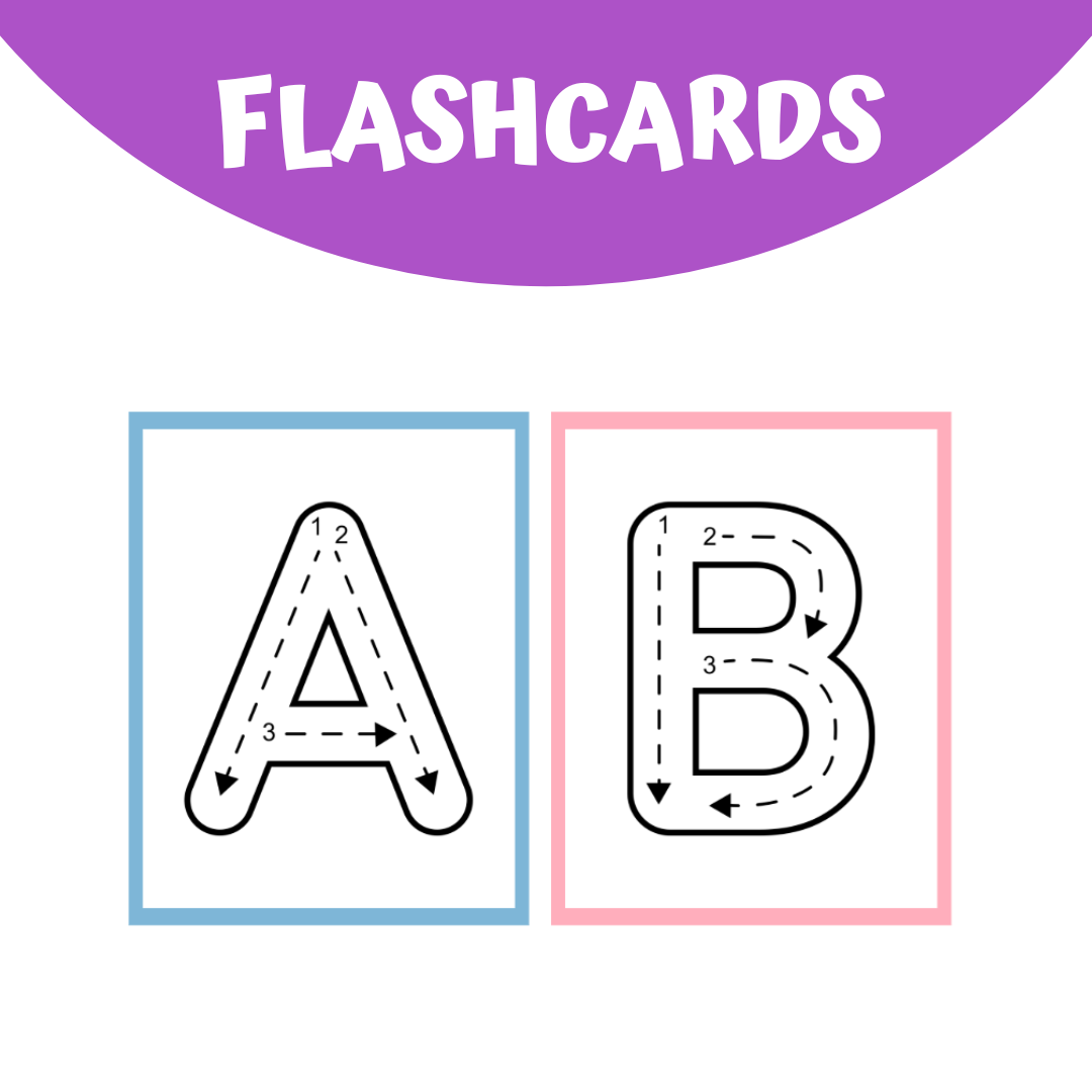 Cartão de memória com traçados das letras maiúsculas do alfabeto