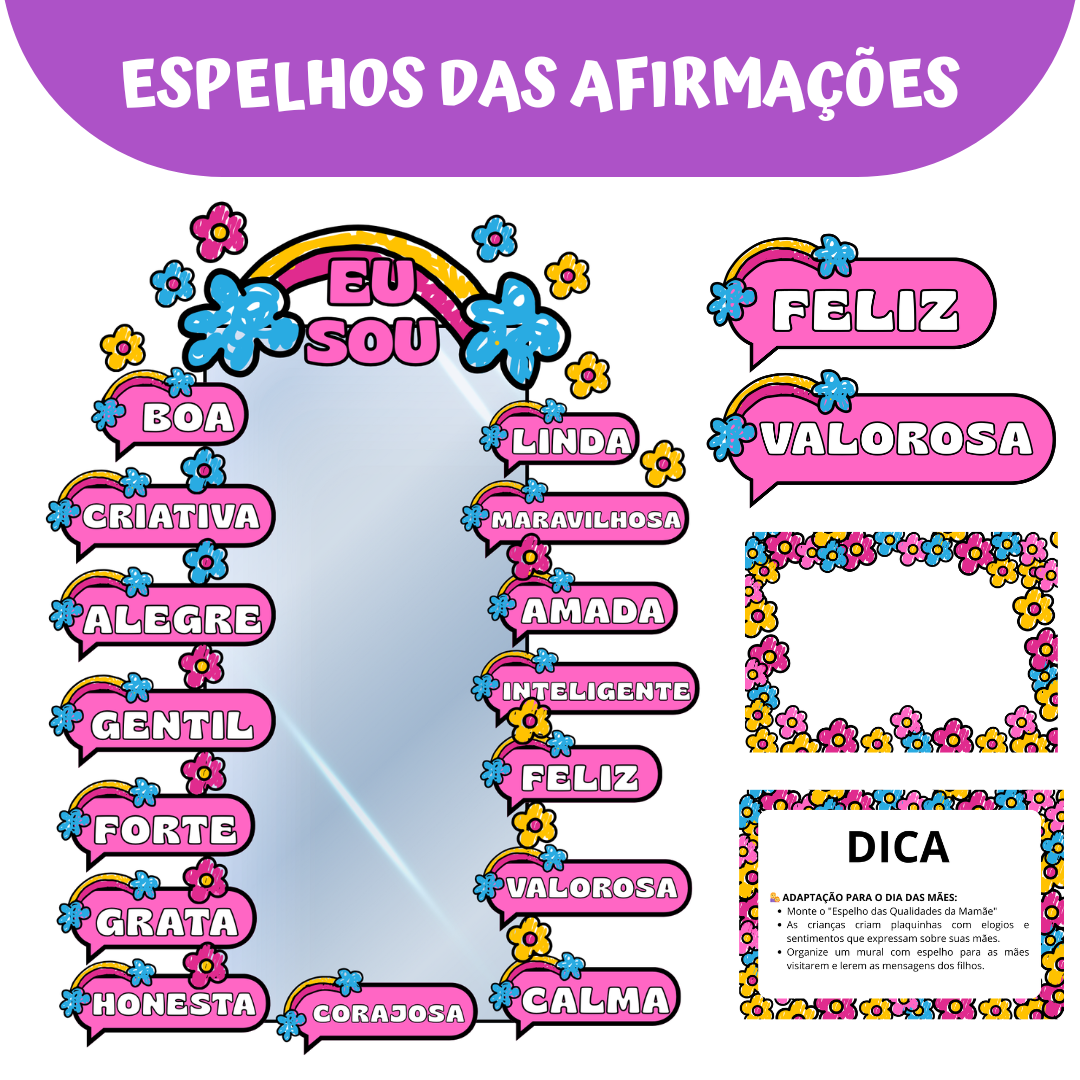 Espelho das Afirmações “EU SOU” – Versão Meninas (Cor Rosa)