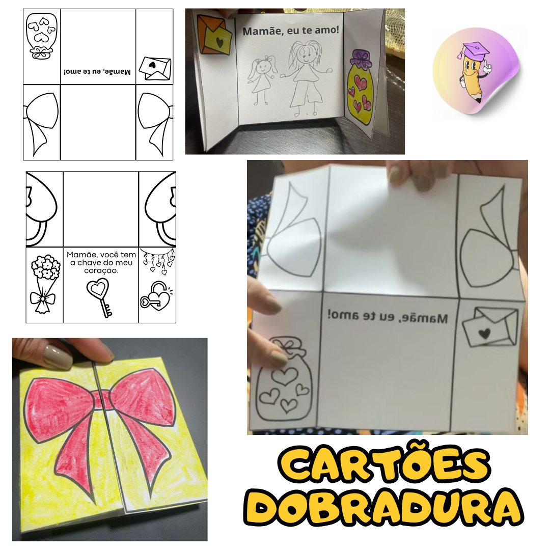 Cartões Dobradura dia das Mães