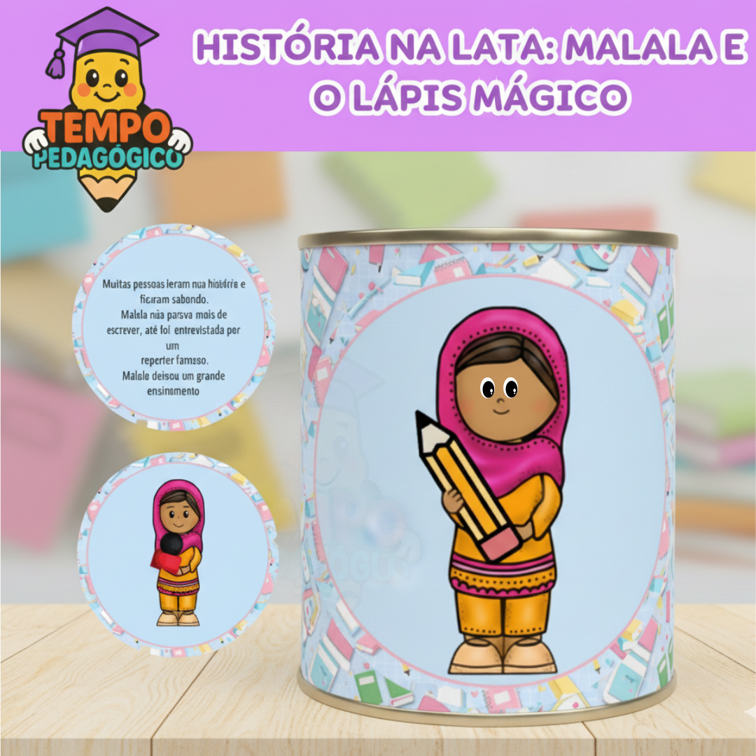 História na Lata: Malala e o lápis Mágico