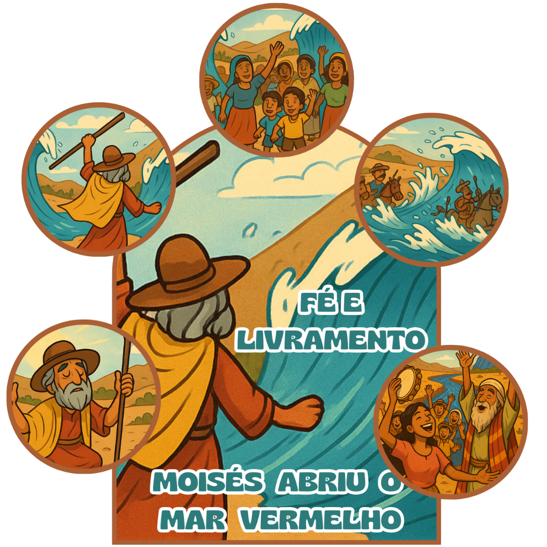 KIT - Moisés Abriu o Mar Vermelho - Tema: Fé e livramento