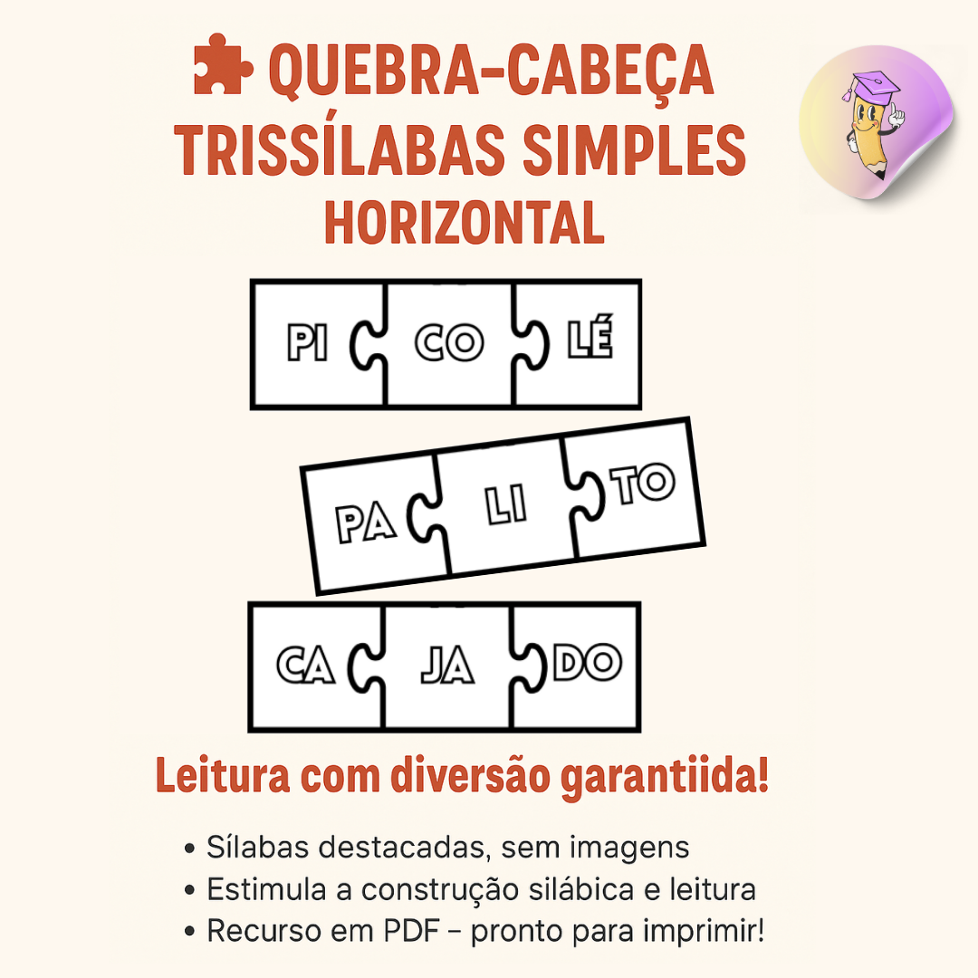 Quebra-Cabeça Trissílabas Simples – Horizontal