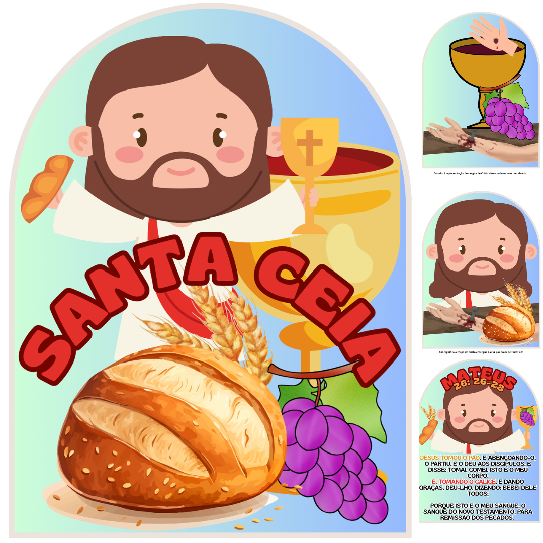 KIT CONTAÇÃO DE HISTÓRIA BÍBLICA – SANTA CEIA (Plaquinhas)