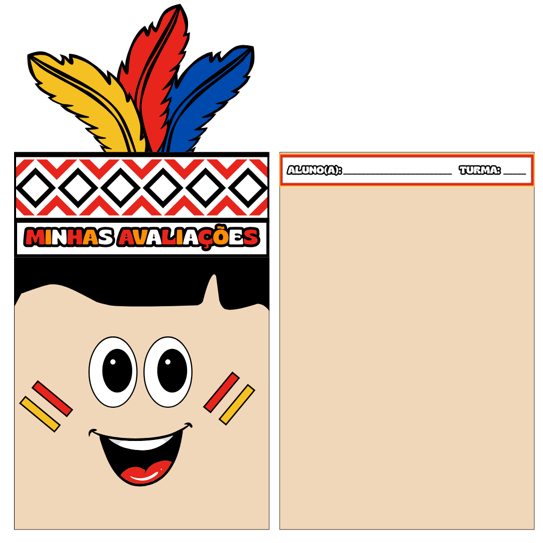 Decoração para Envelope de Avaliações Escolares – Temática Indígena + Sacolinha para Lembrancinha de Guloseimas