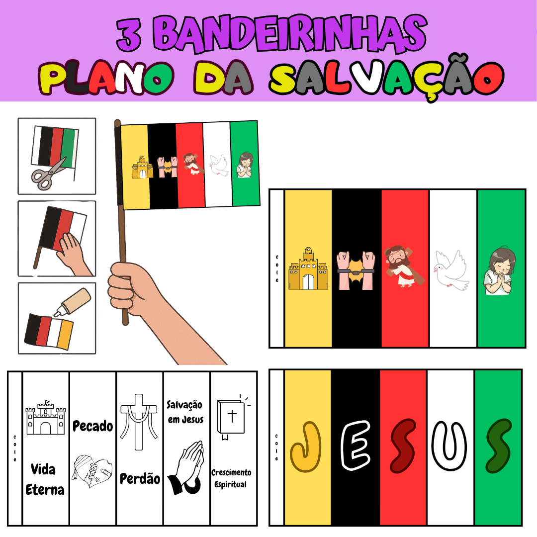 Bandeira Plano da Salvação (Colorida e P&B) - Lembrancinha