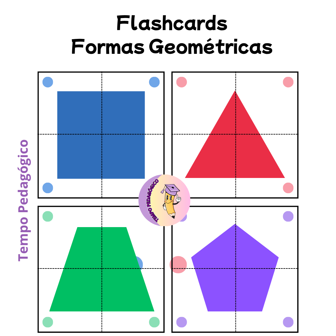 Flashcards de Quebra-Cabeça de Formas Geométricas Colorido