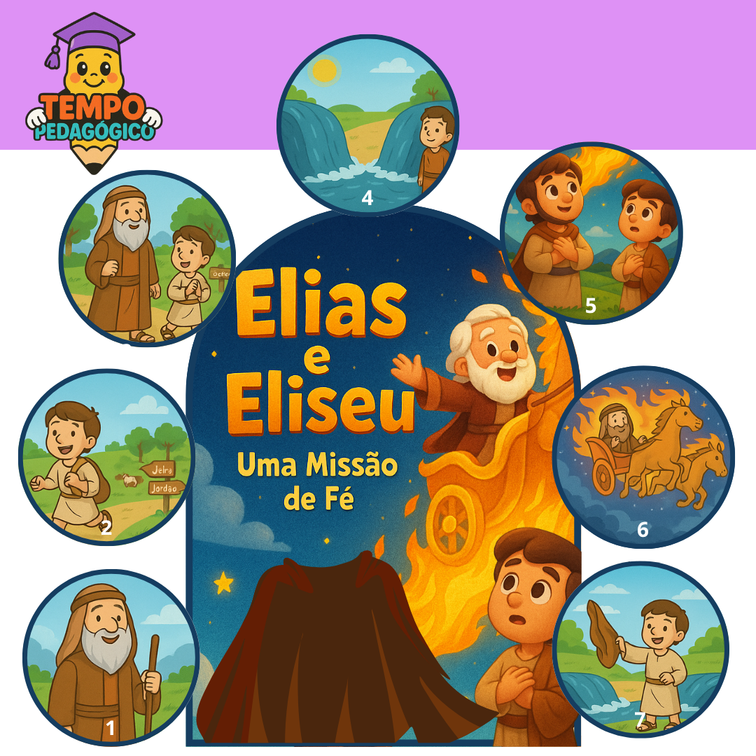KIT LUVA DE HISTÓRIA ELIAS E ELISEU UMA MISSÃO DE FÉ + VERSÍCULO ILUSTRADO AMPLIADO